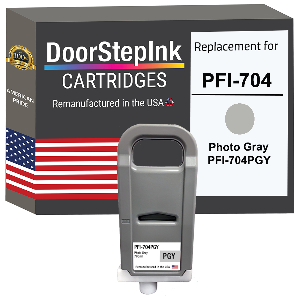 DoorStepInk Remanufactured in the USA Ink Cartridge for Canon PFI-704 700mL Photo Gray PFI-704PGY