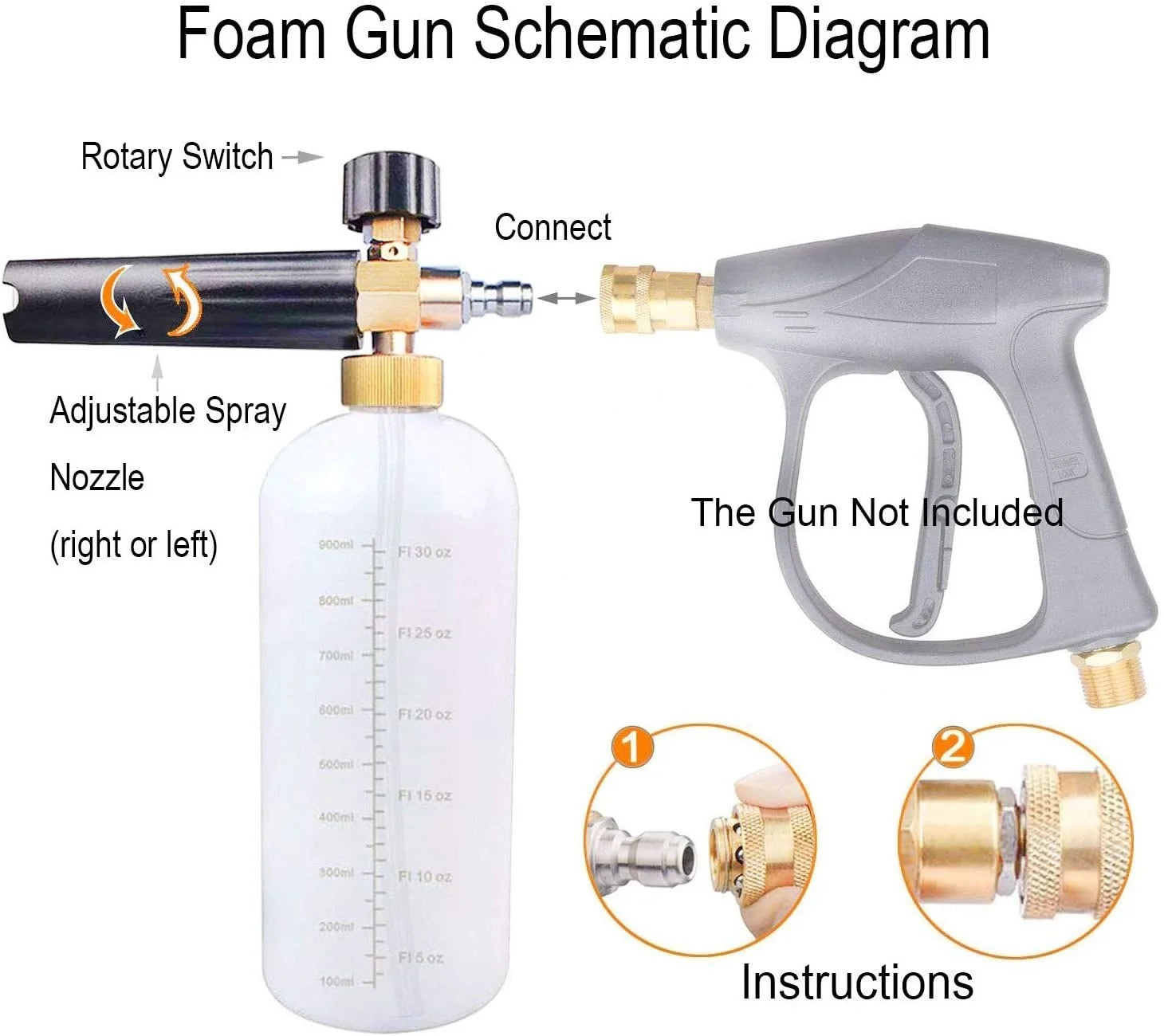 Foam Cannon, Tall Design, Adjustable Snow Foam