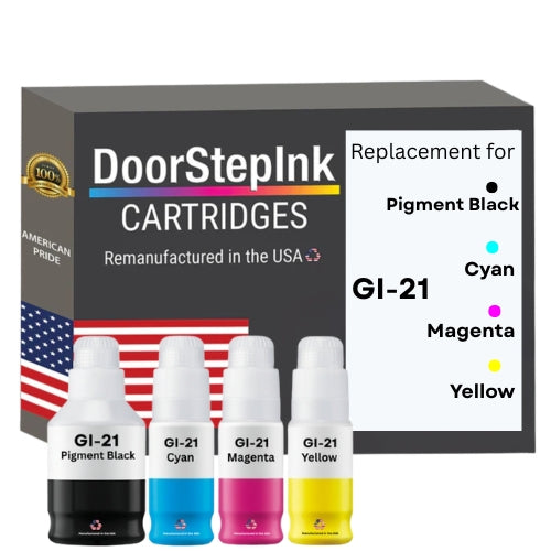 DoorStepInk Brand Replacement For Canon GI-21 PGBK 170ml CMY 70ml Multi-Color Ink Bottle Made in the USA